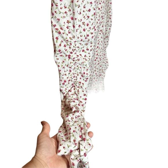 1. State Long Sleeve Floral Ruffle Mini Dress White and Red Size 8 - Picture 8 of 14